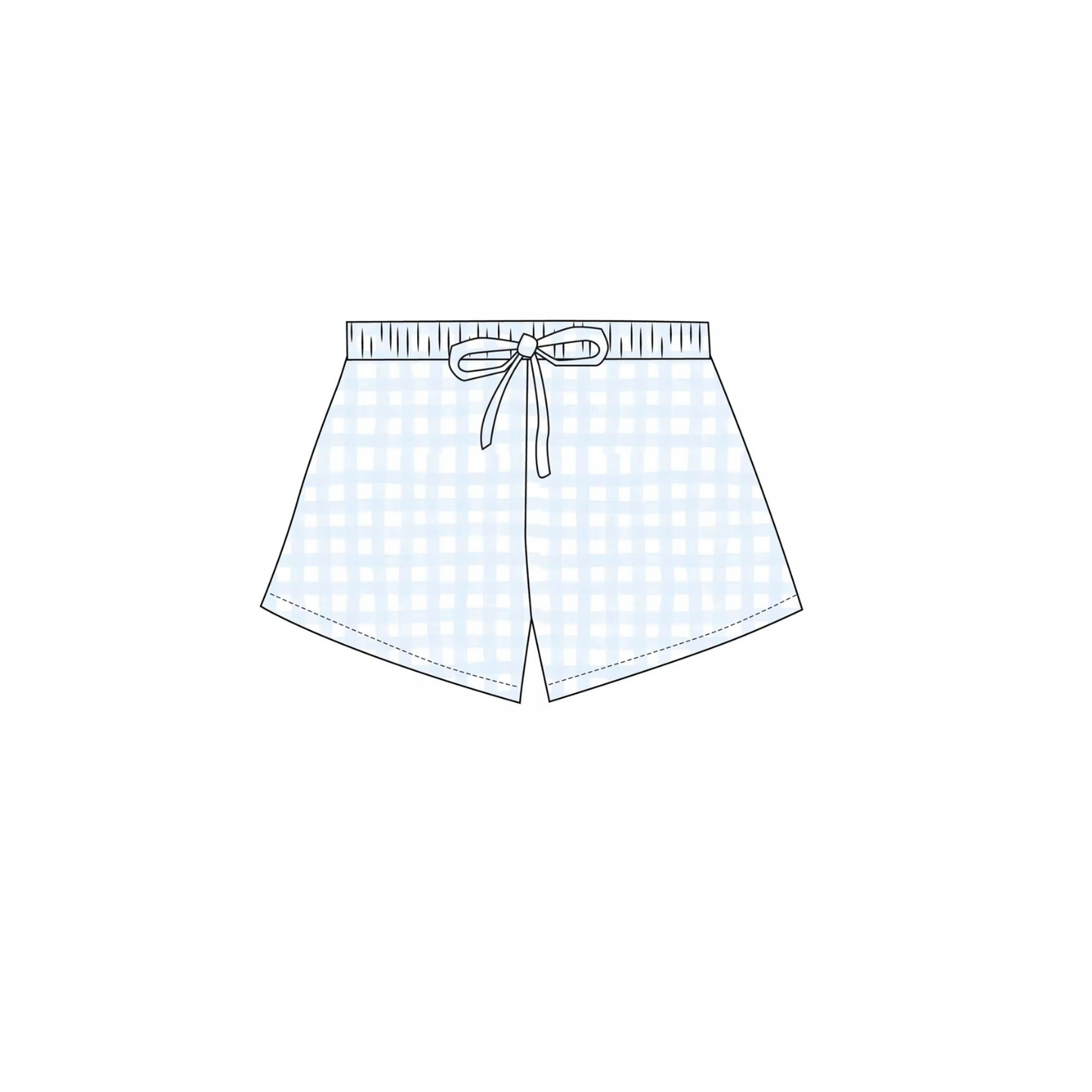 Blue Gingham Swim Trunks (Shipping April/May)
