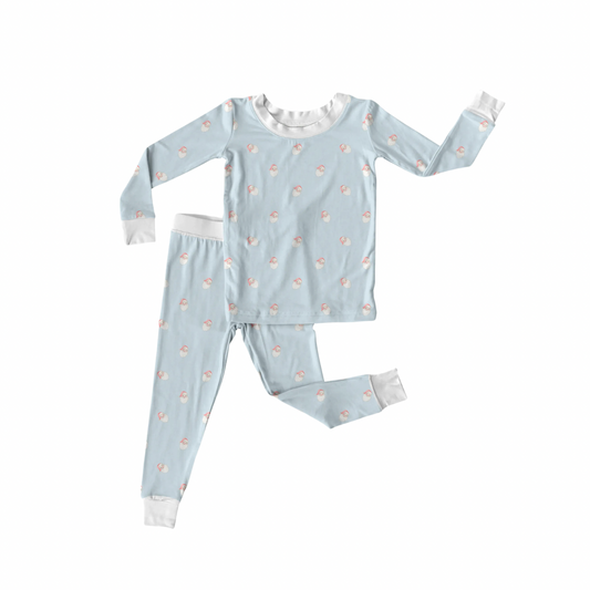 Vintage Santas Blue Pajama Set